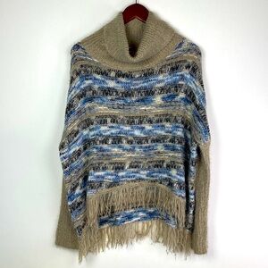 Sunday in Brooklyn Blue and Beige Turtleneck Sweater